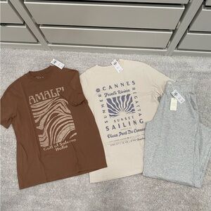 Abercrombie & Fitch Lounge Set + Graphic Tees Bundle XS/S Neutral Minimal